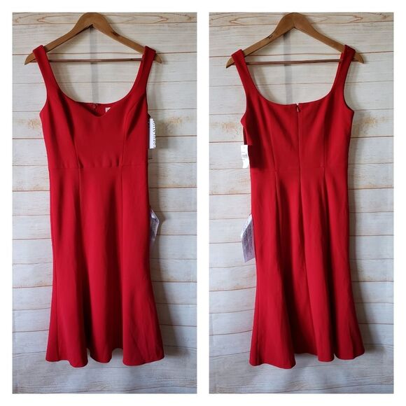 Dress The Population Sammie Fit Flare  Sweetheart Sleeveless Stretch Crepe Dress - Picture 4 of 15